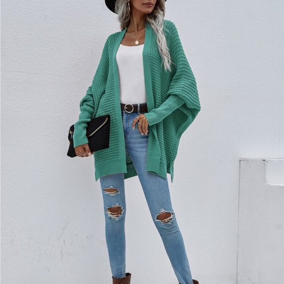 Cozy Batwing Sleeve Open Front Knit Sweater Cardigan - Picture 4 of 13